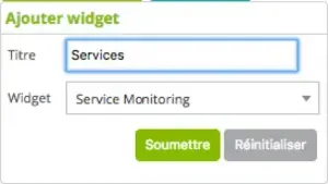 Fenêtre « Ajouter widget » de Centreon : ajout d'un widget Service Monitoring intitulé Services