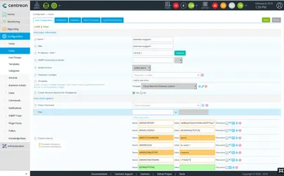 Centreon Add a Host form for an AWS EC2 instance: Cloud-Aws-Ec2-Instance-custom template and AWS macros such as access key, secret key, region and instance ID