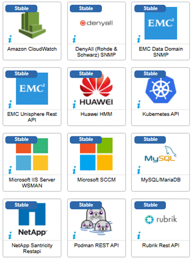 12 Centreon monitoring connectors fixed in July 2025, including Amazon CloudWatch, DenyAll SNMP, EMC Data Domain, Huawei HMM, Kubernetes API, Microsoft IIS, MySQL/MariaDB, Podman and Rubrik