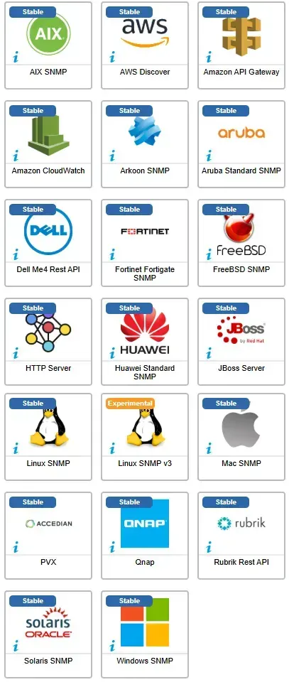 20 Centreon monitoring connectors enhanced in April 2026, including AIX SNMP, AWS Discover, Amazon API Gateway, Aruba, Dell Me4, Fortinet Fortigate, Huawei, JBoss, Linux, Qnap, Rubrik and Windows SNMP