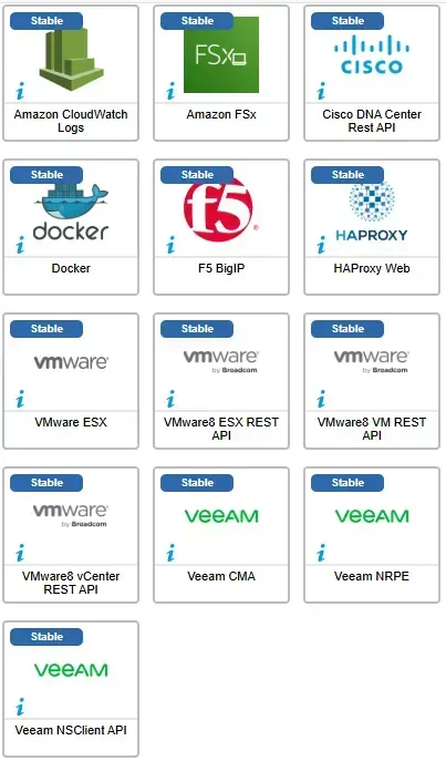 13 Centreon monitoring connectors fixed in May 2026, including Amazon CloudWatch Logs, Amazon FSx, Cisco DNA Center, Docker, F5 BigIP, HAProxy Web, VMware ESX, VMware8 REST API and Veeam